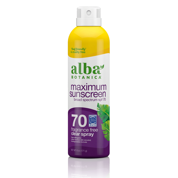 Alba Botanica - Maximum Sunscreen Clear Spray, Fragrance Free, SPF 70