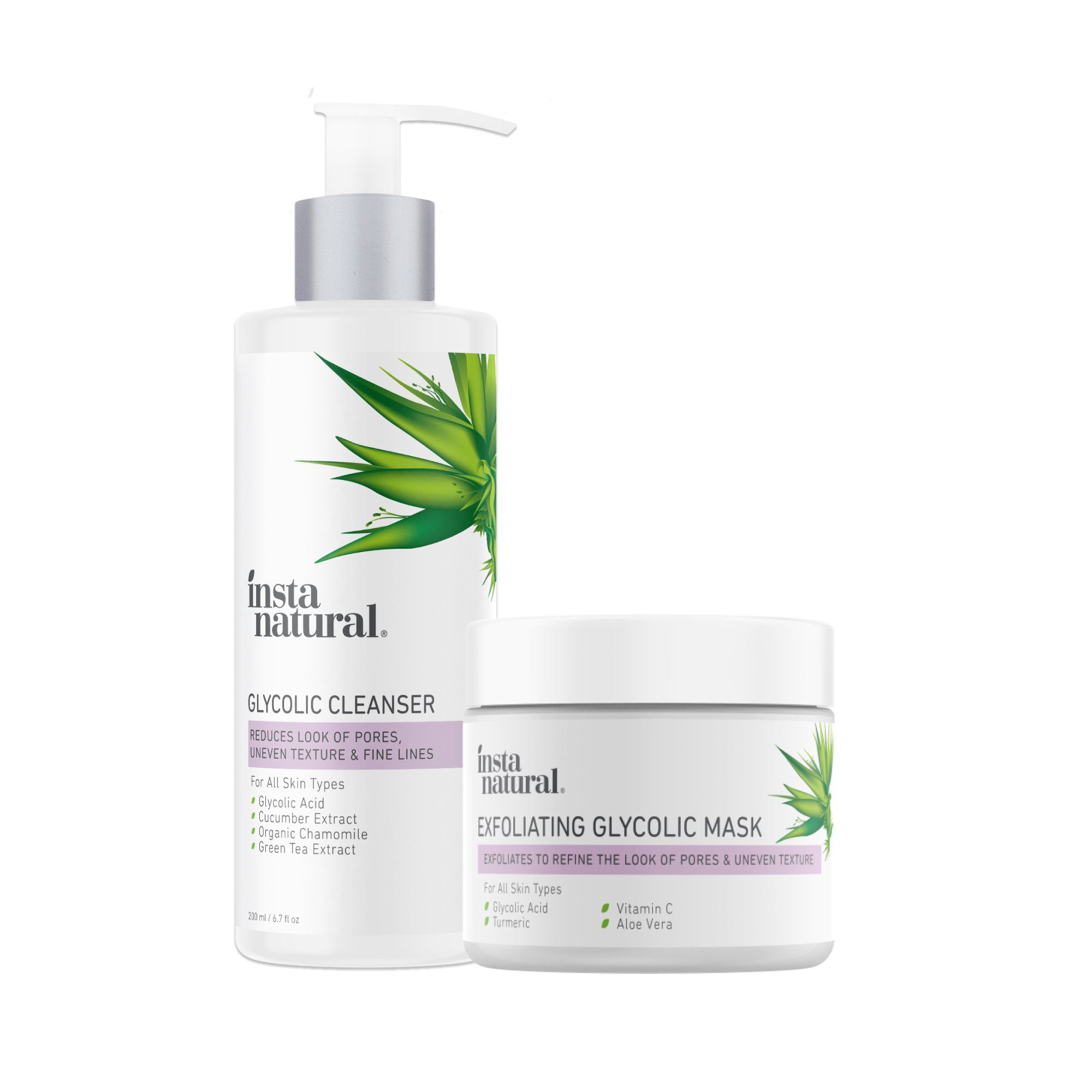 InstaNatural - Glycolic Cleanser & Exfoliating Glycolic Mask Duo
