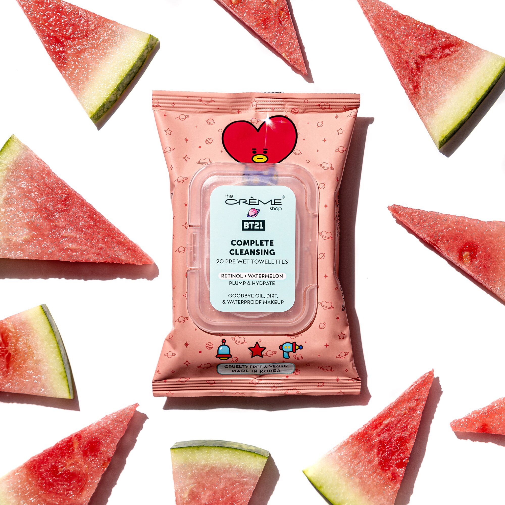 The Crème Shop x BT21 - TATA Complete Cleansing Towelettes - Retinol & Watermelon