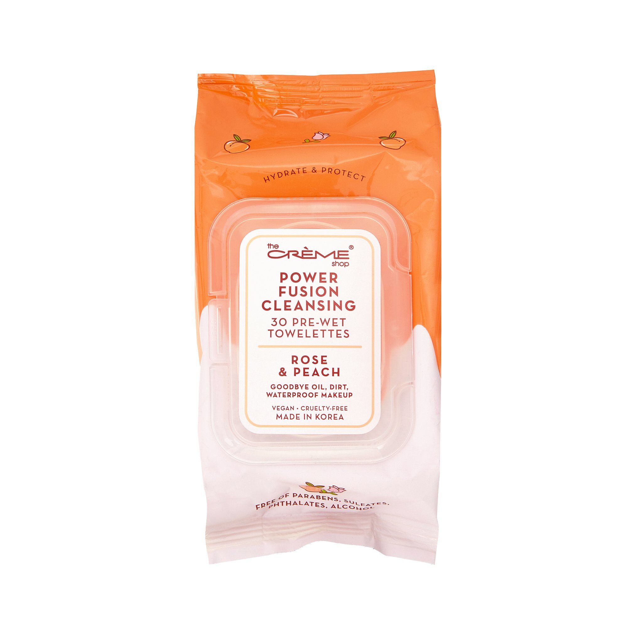 The Crème Shop - Power Fusion Cleansing 30 Pre-Wet Towelettes - Rose & Peach