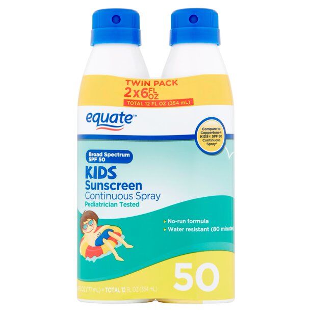 Equate - Kids Broad Spectrum Sunscreen Continuous Spray Twin Pack, SPF 50, , 2 Count