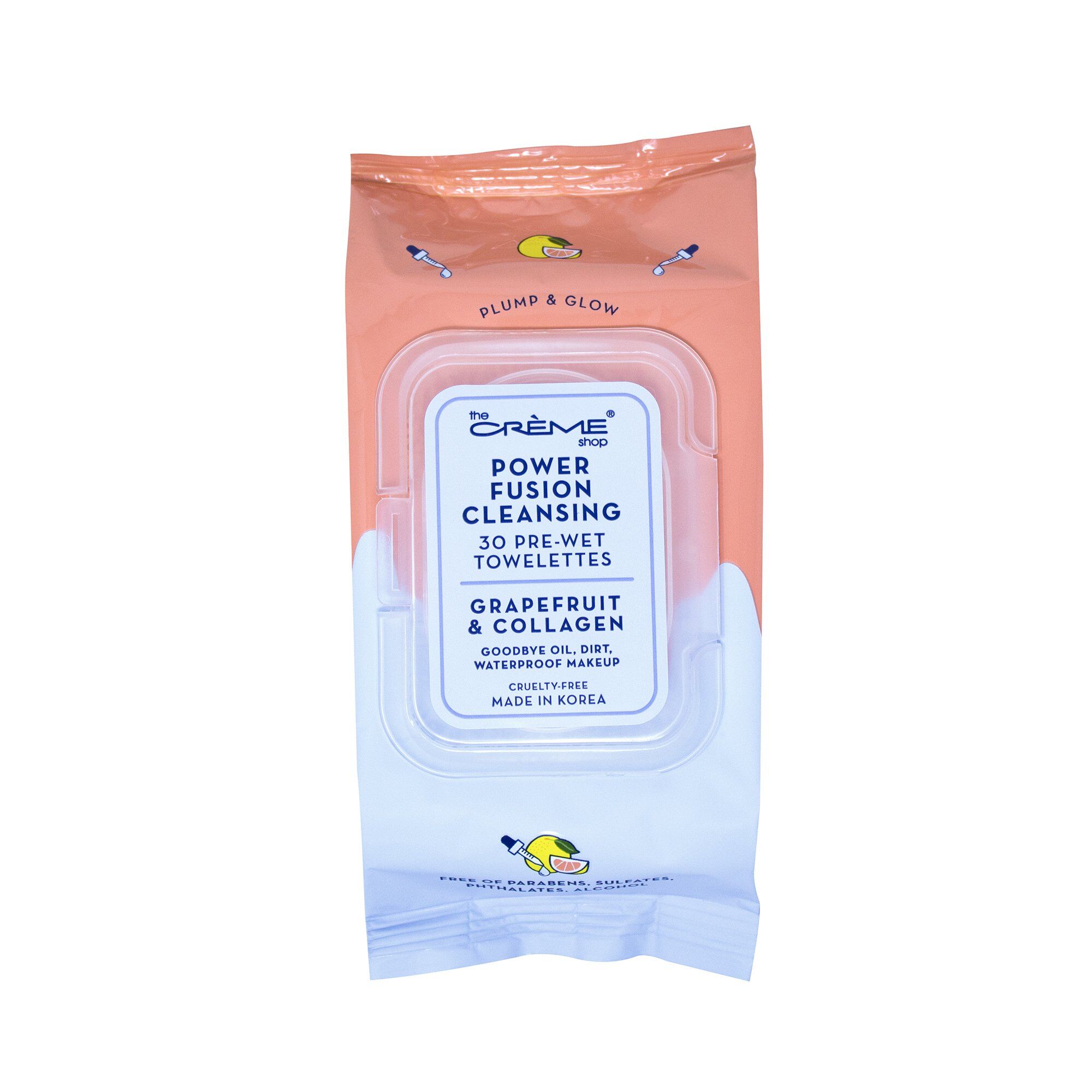 The Crème Shop - Power Fusion Cleansing 30 Pre-Wet Towelettes - Grapefruit & Collagen