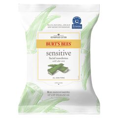 Burt's Bees - Sensitive Facial Cleanser Towelettes and Makeup Remover Wipes with Aloe Extract