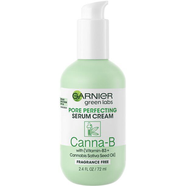 Garnier - Green Labs Canna-B Pore Perfecting Serum Cream, Fragrance Free, with SPF 30 and Niacinamide Vitamin B3 + Cannabis Sativa Seed Oil