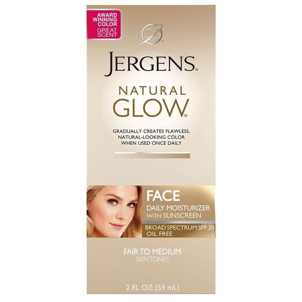 Jergens - Natural Glow Oil-Free Daily Moisturizer for Face with Broad Spectrum SPF 20, Fair to Medium Skin Tones, 2 Ounces