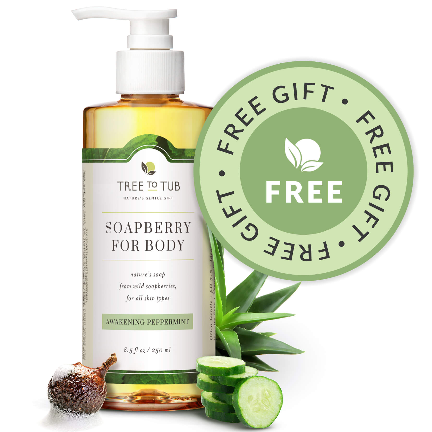 Tree To Tub - [FREE GIFT - Originally $19.99] Refreshing Body Wash for Sensitive, Oily Skin - Peppermint