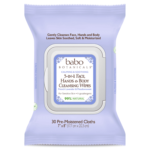 Babo Botanicals - 3-in-1 Calming Face, Hand, Body Wipes - Lavender & Meadowsweet