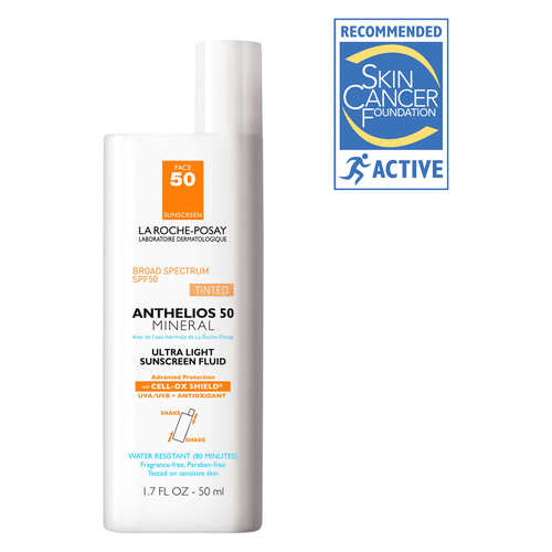 La Roche-Posay - Anthelios 50 Mineral Sunscreen Tinted for Face, Ultra-Light Fluid SPF 50 with Antioxidants
