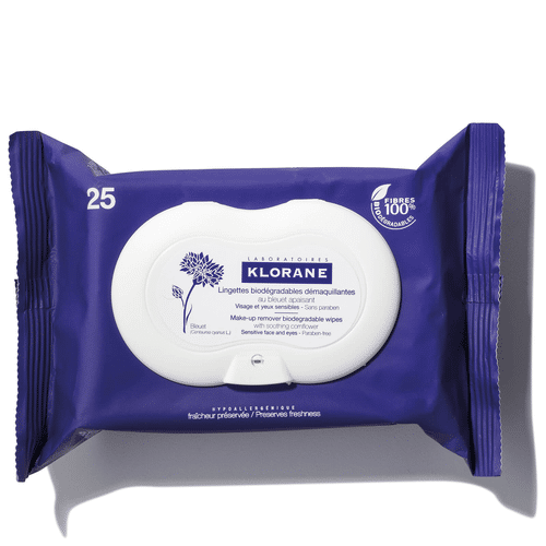KLORANE - Soothing Biodegradable Make-Up Removal Wipes with Cornflower 25 wipes